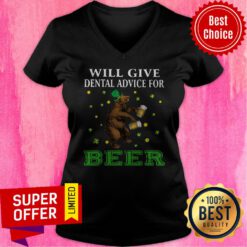 Awesome St. Patrick’s Bear Will Give Dental Advice For Beer V-neck