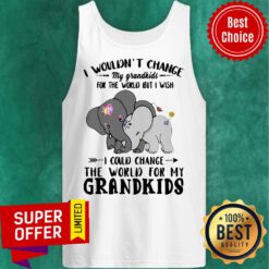 Elephants I Wouldn’t Change My Grandkids For The World But I Wish I Could Change The World For My Grandkids Tank Top