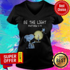 Funny Snoopy and Woodstock Be The Light Matthew 514 V-neck