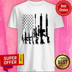 Gun Silhouette American Flag USA 2nd Amendment Juniors Shirt