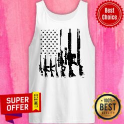 Gun Silhouette American Flag USA 2nd Amendment Juniors Tank Top
