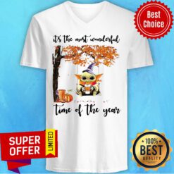 Halloween Autumn Baby Yoda It’s The Most Wonderful Time Of The Year V-neck