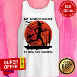 Halloween My Broom Broke So Now I Go Running Sunset Tank Top