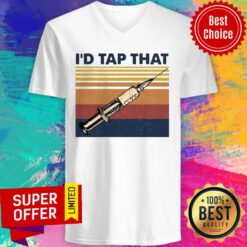 Nice I’d Tap That Phlebotomist Vintage Retro V-neck