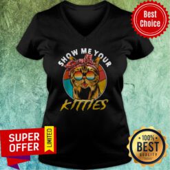 Nice Show Me Your Kitties Vintage Retro V-neck