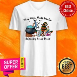 Nice This Witch Needs Coffee Before Any Hocus Pocus V-neck