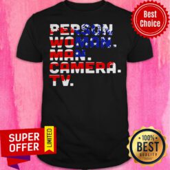 Official American Flag Person Woman Man Camera TV Shirt