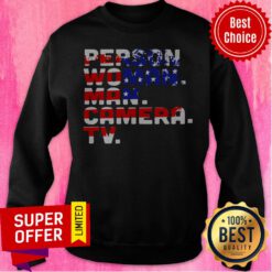 Official American Flag Person Woman Man Camera TV Sweatshirt