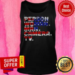 Official American Flag Person Woman Man Camera TV Tank Top