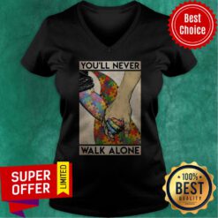 Official Autism Awareness You’ll Never Walk Alone Vertical Poster V-neck