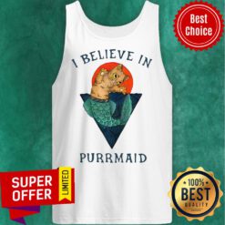 Official Cat I Believe In Purrmaid Sunset Tank Top