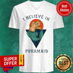 Official Cat I Believe In Purrmaid Sunset V-neck