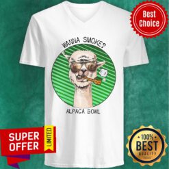 Official Wanna Smoke Alpaca Bowl Weed Lama V-neck