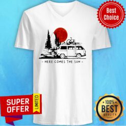 Premium Here Comes The Sun Camping Life Camping V-neck