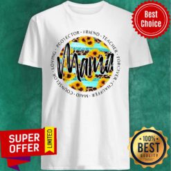Teal Sunflower Leopard Stripe Mama Tee Protector Friend Teacher Forgiver Chauffeur Maid Counselor Loving Shirt