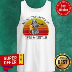 Top Easily Distracted By Cats And Guitar Vintage Tank Top