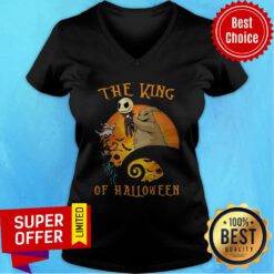 Awesome The Raptor King Skellington Halloween V-neck