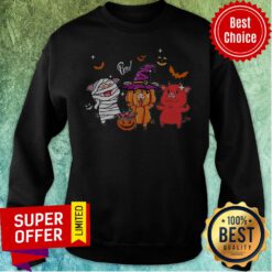 Awesome Three Pigs Witches Pumpkin Halloween Sweatshirt