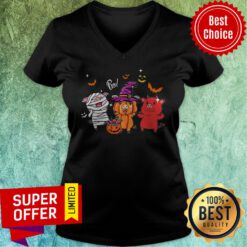 Awesome Three Pigs Witches Pumpkin Halloween V-neck
