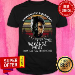 Chadwick Boseman Black Panther Wakanda Forever Thanks For The Memories Signature Vintage Retro Shirt