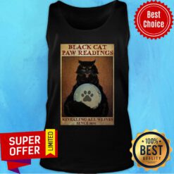 Funny Black Cat Paw Reading Revealing All 9 Lives Since 1692 Tank Top