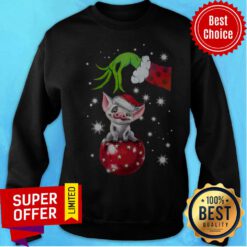 Nice The Grinch Hand Holding Santa Pig Sweatshirt