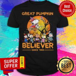 Nice The Peanuts Snoopy Great Pumpkin Believer Since 1966 Shirt
