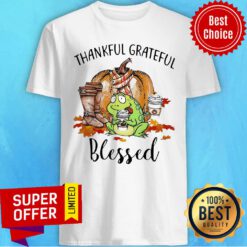 Official Frog Thankful Grateful Blessed Autumn Fall Shirt