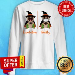 Official Pug Dog Witch Expectations Reality Halloween Sweatshirt