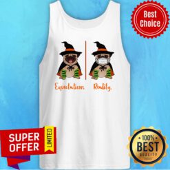Official Pug Dog Witch Expectations Reality Halloween Tank Top