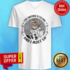 Premium Cat The Universe Is Calling And I Must Go V-neck