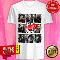Top The Bloody Bunch Horror Character Halloween V-neck
