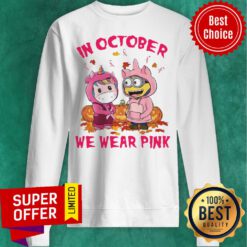 Unicorn And Minions Pumpkin In October We Wear Pink Halloween Sweatshirt