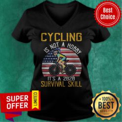American Flag Cycling Is Not A Hobby It’s A 2020 Survival Skill V-neck