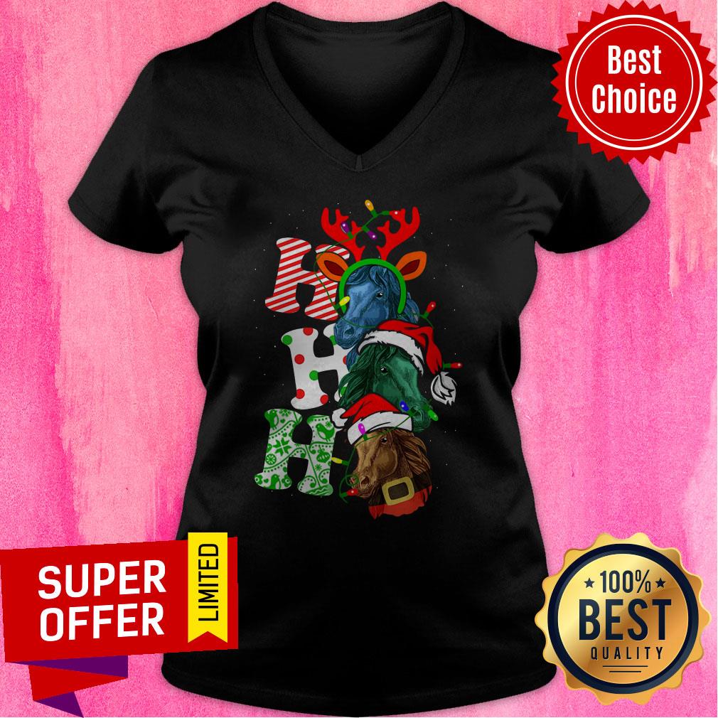 Awesome Horses Ho Ho Ho Santa Merry Christmas Shirt Awesome Horses Ho Ho Ho Santa Merry Christmas V-neck