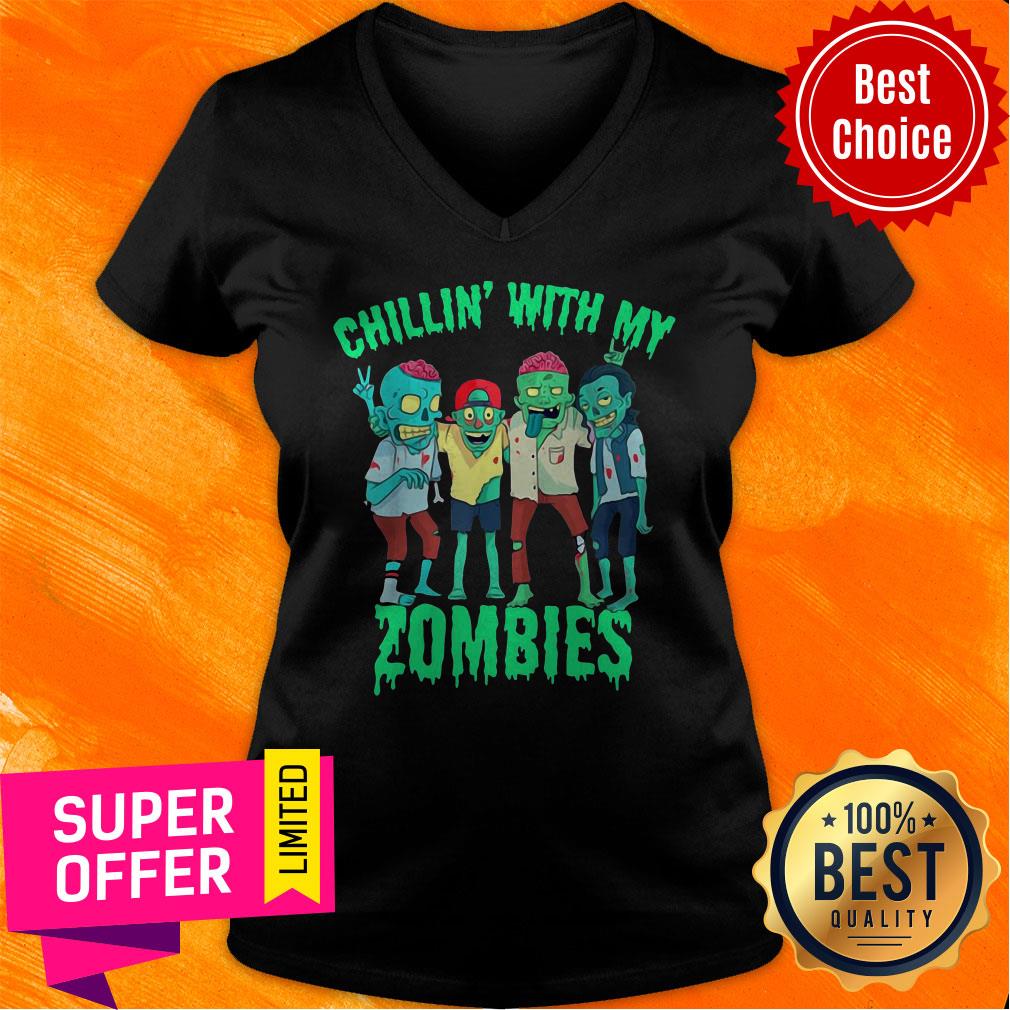 Chillin With My Zombie’s Halloween Boys Kids Zombie Shirt Chillin With My Zombie’s Halloween Boys Kids Zombie V-neck