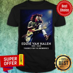 Eddie Van Halen Playing Guitar 1955 2020 Thank For The Memories Signature Shirt