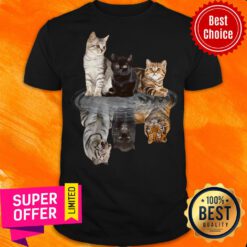 Funny The Cats Water Mirror Reflection Tigers Shirt