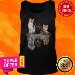 Funny The Cats Water Mirror Reflection Tigers Tank Top