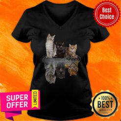 Funny The Cats Water Mirror Reflection Tigers V-neck