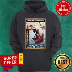 Grandpa And Grandson Fishing Partners For Life Boat Bird Dog Hoodie