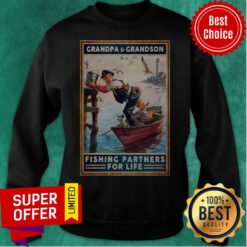 Grandpa And Grandson Fishing Partners For Life Boat Bird Dog Sweatshirt