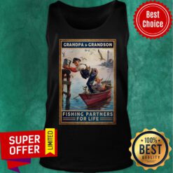 Grandpa And Grandson Fishing Partners For Life Boat Bird Dog Tank Top