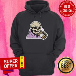 Premium Happy Halloween Coffee Drinking Skeleton Hoodie