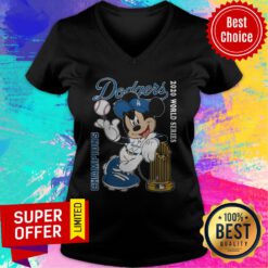 Los Angeles Dodgers Mickey Mouse Champions 2020 World Series V-neck