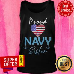 Navy US VeteranNavy Sister ShirtProud Navy Sister American Flag Heart Tank Top