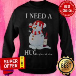 Nice Snowman I Need A Huge Glass Of Wine Christmas Sweatshirt