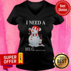 Nice Snowman I Need A Huge Glass Of Wine Christmas V-neck