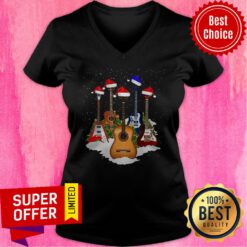 Official Guitars Santa Christmas V-neck