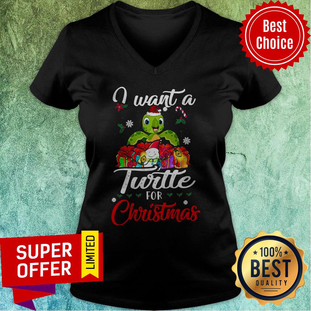 Premium I Want A Turtles For Christmas Shirt Premium I Want A Turtles For Christmas V-neck